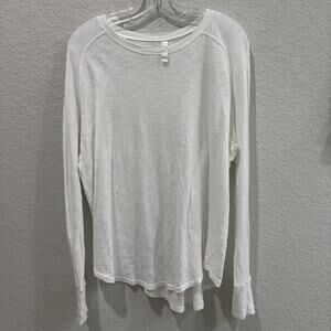 Zella White Long Sleeve Slub Cotton Thumbhole Athletic Top Women’s Medium M